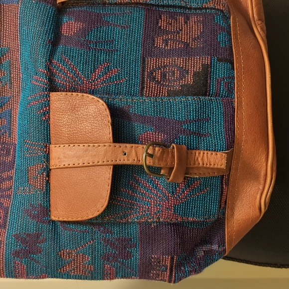 Vintage Unisex Peruvian Drawstring Two Pockets Backpack - Picture 3 of 11